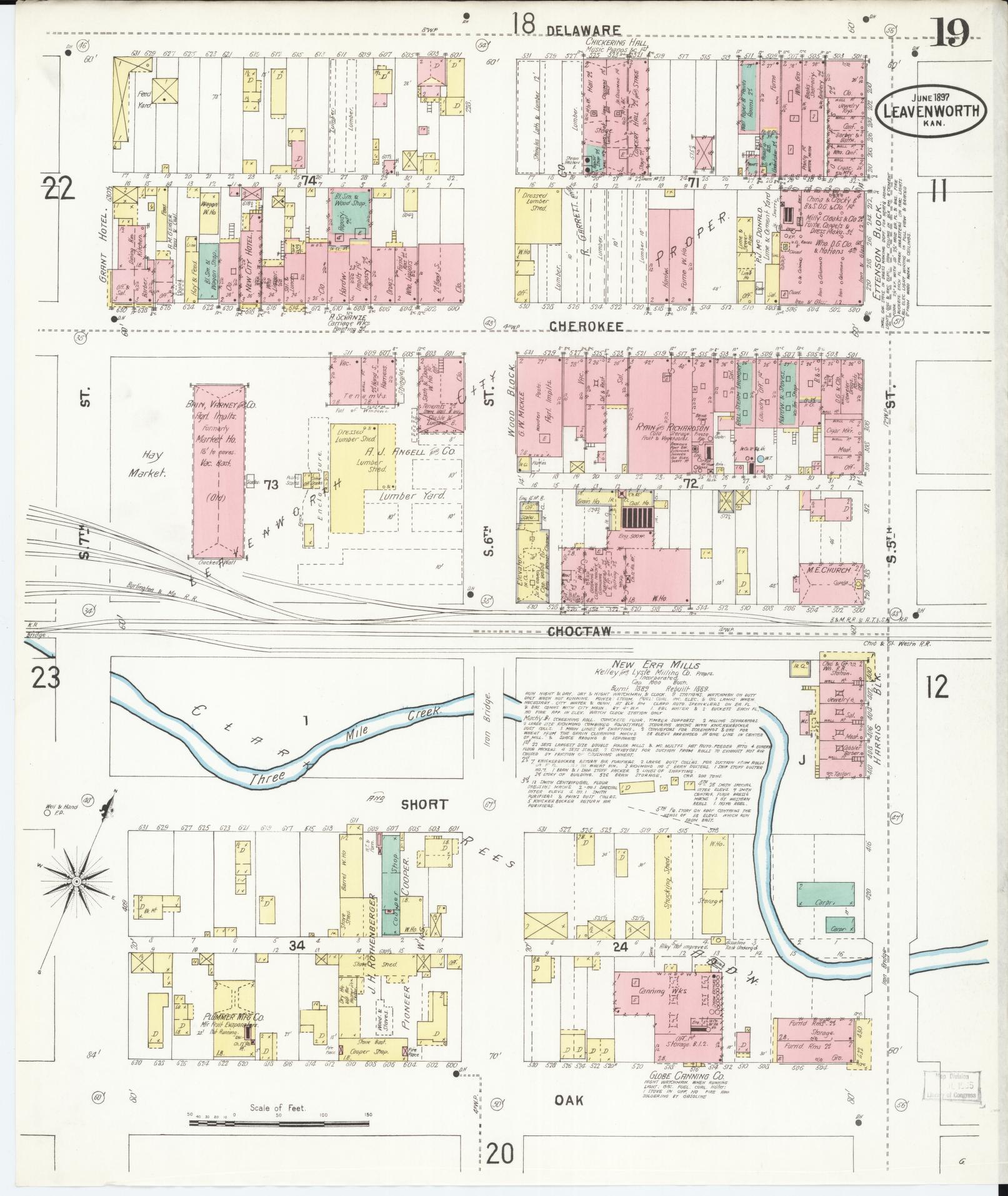 Sanborn Fire Insurance Map from Leavenworth, Leavenworth County, Kansas (1897), Sheet #0020 - Historic Sanborn Fire Insurance Map Print, vintage old map wall art, antique decor, genealogy gift, Kansas Kansas map