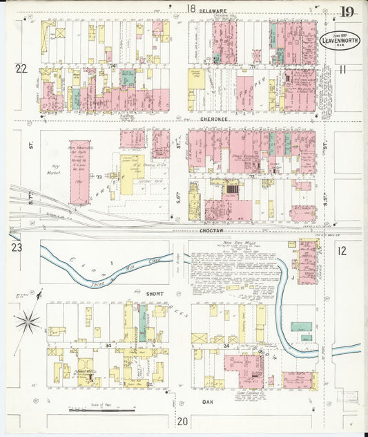 Sanborn Fire Insurance Map from Leavenworth, Leavenworth County, Kansas (1897), Sheet #0020 - Historic Sanborn Fire Insurance Map Print, vintage old map wall art, antique decor, genealogy gift, Kansas Kansas map