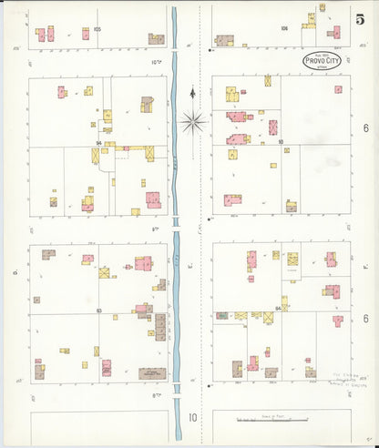 Sanborn Fire Insurance Map from Provo, Utah County, Utah (1900), Sheet #0005 - Complete Map Set gallery image, historic Sanborn map, vintage wall art, Provo Utah