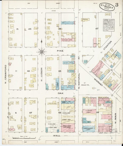 Sanborn Fire Insurance Map from Fort Scott, Bourbon County, Kansas (1884), Sheet #0003 - Complete Map Set gallery image, historic Sanborn map, vintage wall art, Kansas Kansas