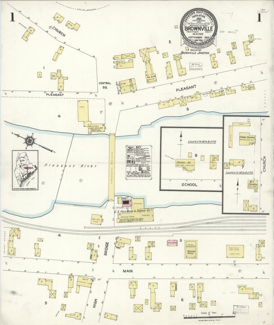 Sanborn Fire Insurance Map from Brownville, Piscataquis County, Maine. (1923) – Historic Sanborn Fire Insurance Map Print