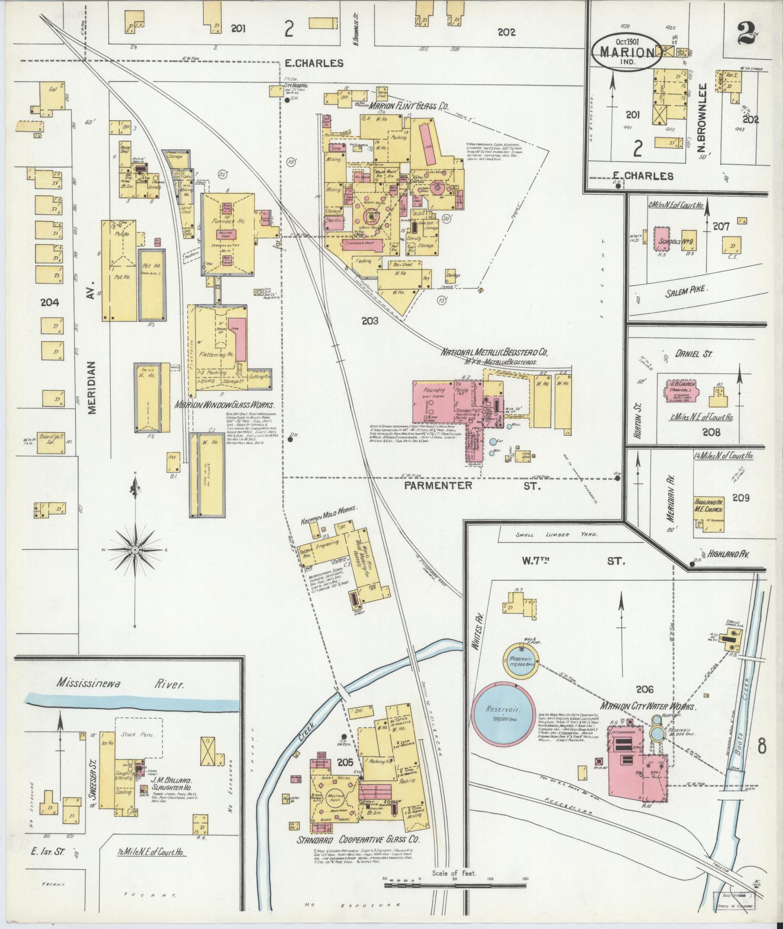 Sanborn Fire Insurance Map from Marion, Grant County, Indiana (1901), Sheet #0002 - Historic Sanborn Fire Insurance Map Print, vintage old map wall art, antique decor, genealogy gift, Indiana Indiana map