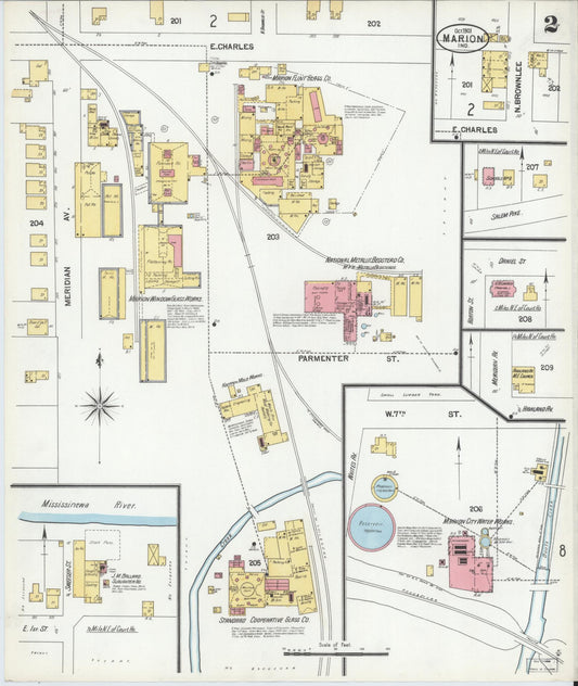 Sanborn Fire Insurance Map from Marion, Grant County, Indiana (1901), Sheet #0002 - Historic Sanborn Fire Insurance Map Print, vintage old map wall art, antique decor, genealogy gift, Indiana Indiana map
