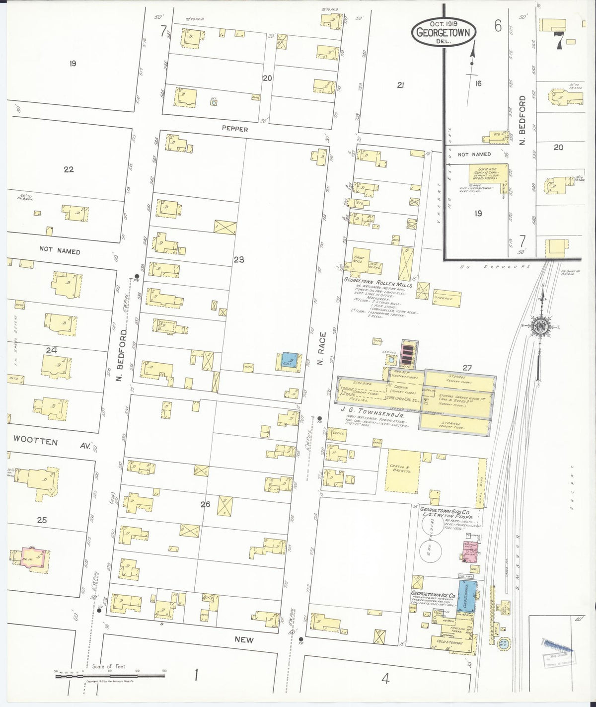 Sanborn Fire Insurance Map from Georgetown, Sussex County, Delaware (1919), Sheet #0007 - Complete Map Set gallery image, historic Sanborn map, vintage wall art, Delaware Delaware