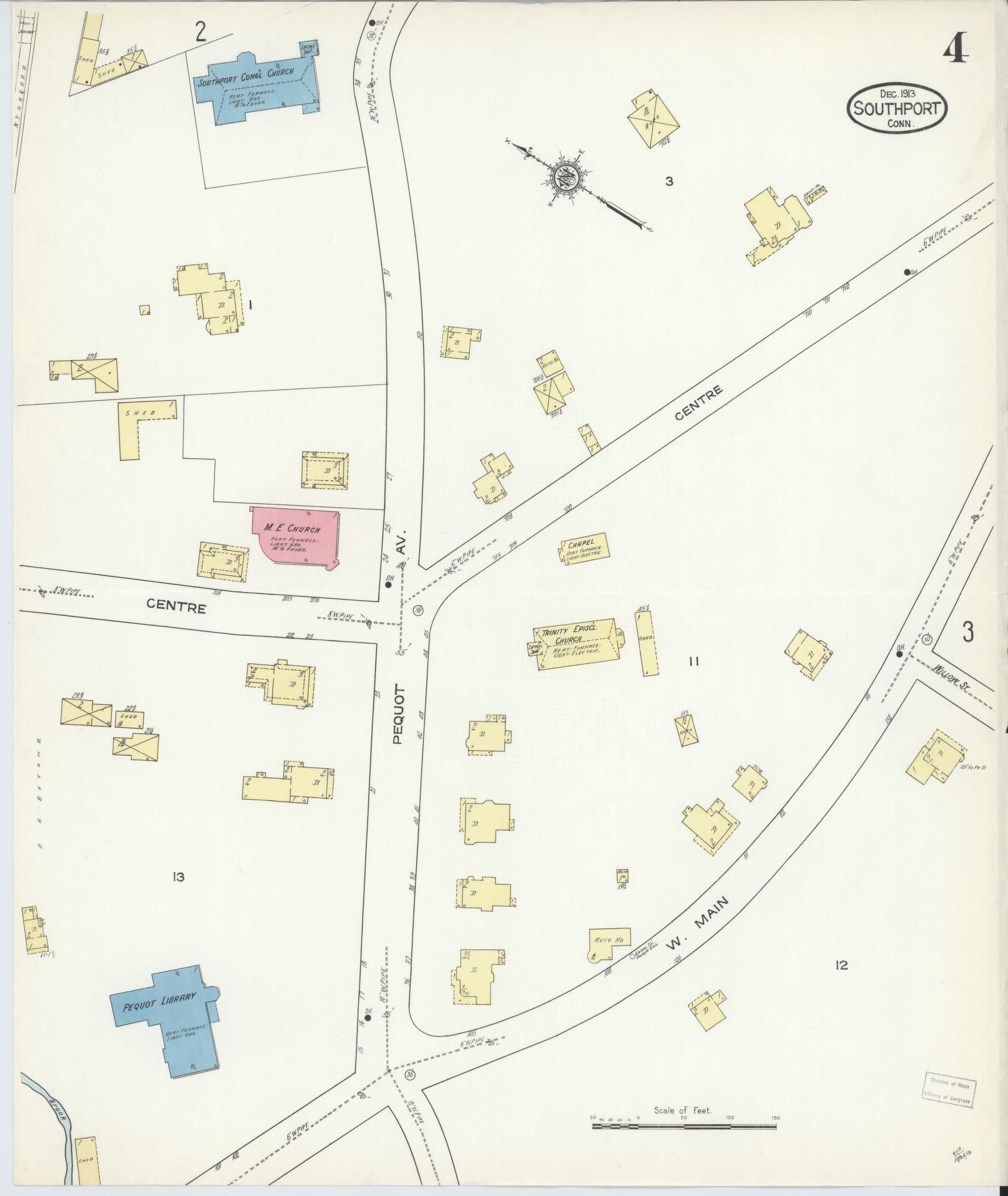 Sanborn Fire Insurance Map from Southport, Fairfield County, Connecticut (1913), Sheet #0004 - Complete Map Set gallery image, historic Sanborn map, vintage wall art, Connecticut Connecticut