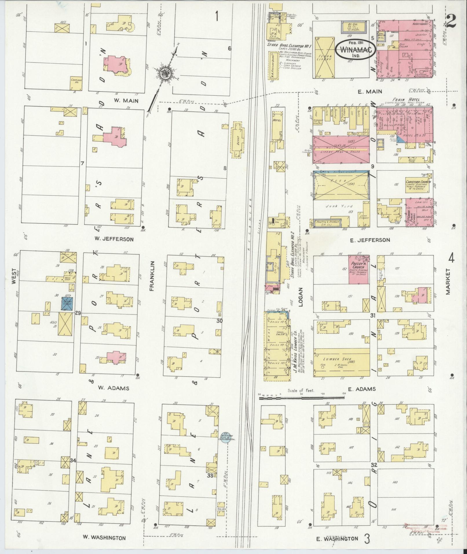 Sanborn Fire Insurance Map from Winamac, Pulaski County, Indiana (1911), Sheet #0002 - Complete Map Set gallery image, historic Sanborn map, vintage wall art, Indiana Indiana