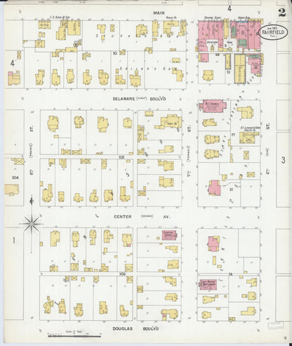 Sanborn Fire Insurance Map from Fairfield, Wayne County, Illinois (1901), Sheet #0002 - Complete Map Set gallery image, historic Sanborn map, vintage wall art, Illinois Illinois