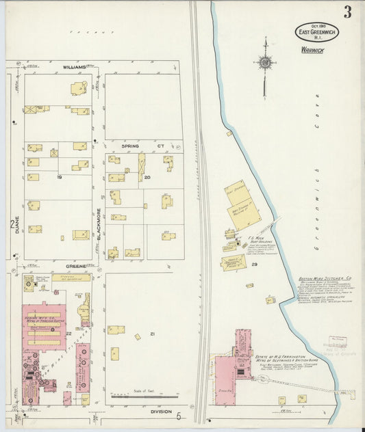 Sanborn Fire Insurance Map from East Greenwich, Kent County, Rhode Island (1910), Sheet #0003 - Historic Sanborn Fire Insurance Map Print, vintage old map wall art, antique decor, genealogy gift, Rhode Island Rhode Island map