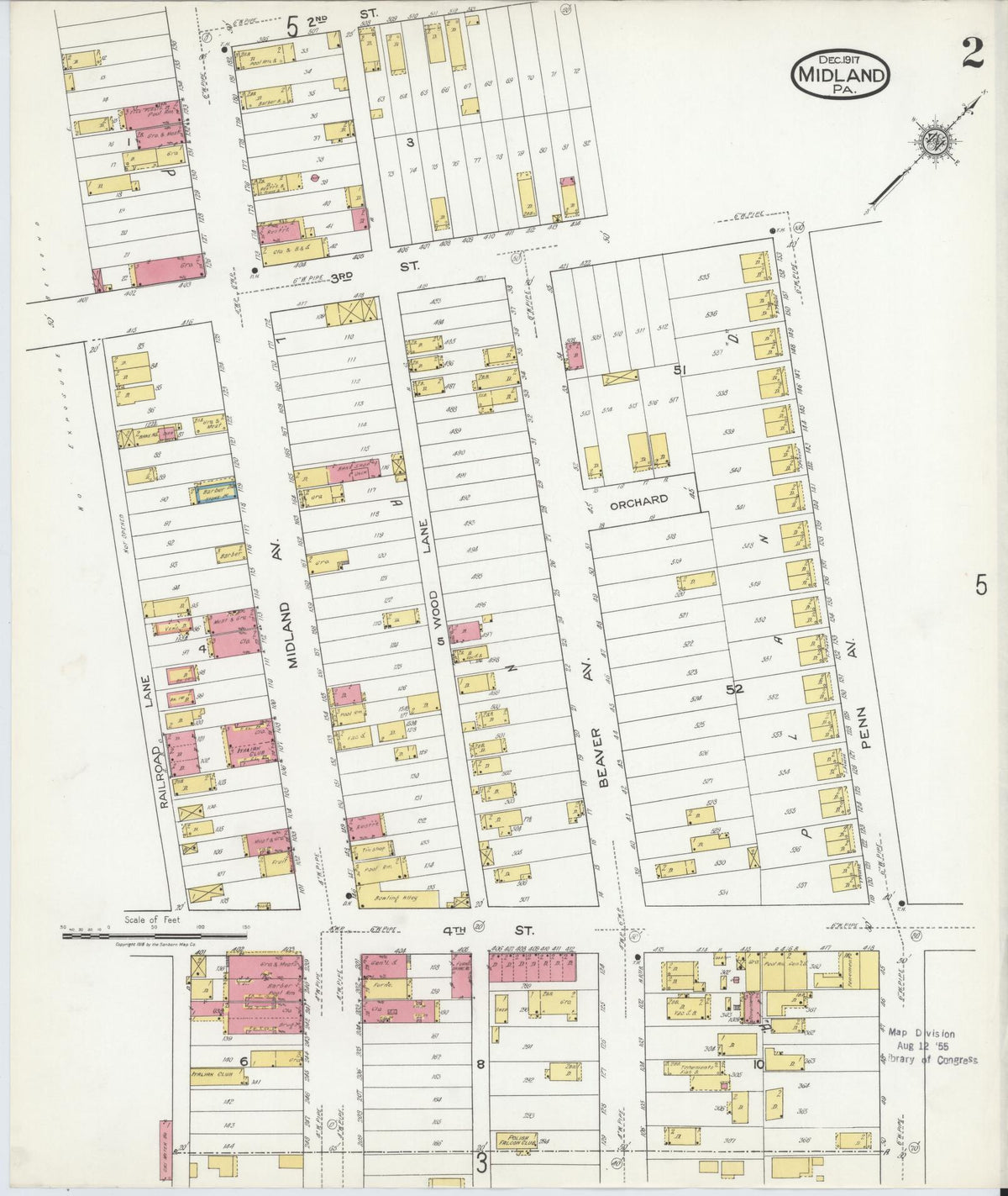 Sanborn Fire Insurance Map from Midland, Beaver County, Pennsylvania (1917), Sheet #0002 - Historic Sanborn Fire Insurance Map Print, vintage old map wall art, antique decor, genealogy gift, Pennsylvania Pennsylvania map