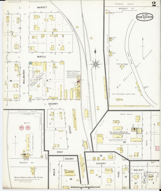 Sanborn Fire Insurance Map from New Sharon, Mahaska County, Iowa (1895), Sheet #0002 - Historic Sanborn Fire Insurance Map Print, vintage old map wall art