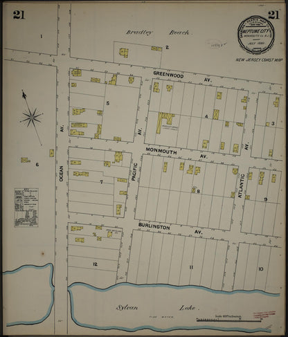 Sanborn Fire Insurance Map from New Jersey Coast, New Jersey Coast, New Jersey (1890), Sheet #0021 - Complete Map Set gallery image, historic Sanborn map, vintage wall art, New Jersey Coast New Jersey