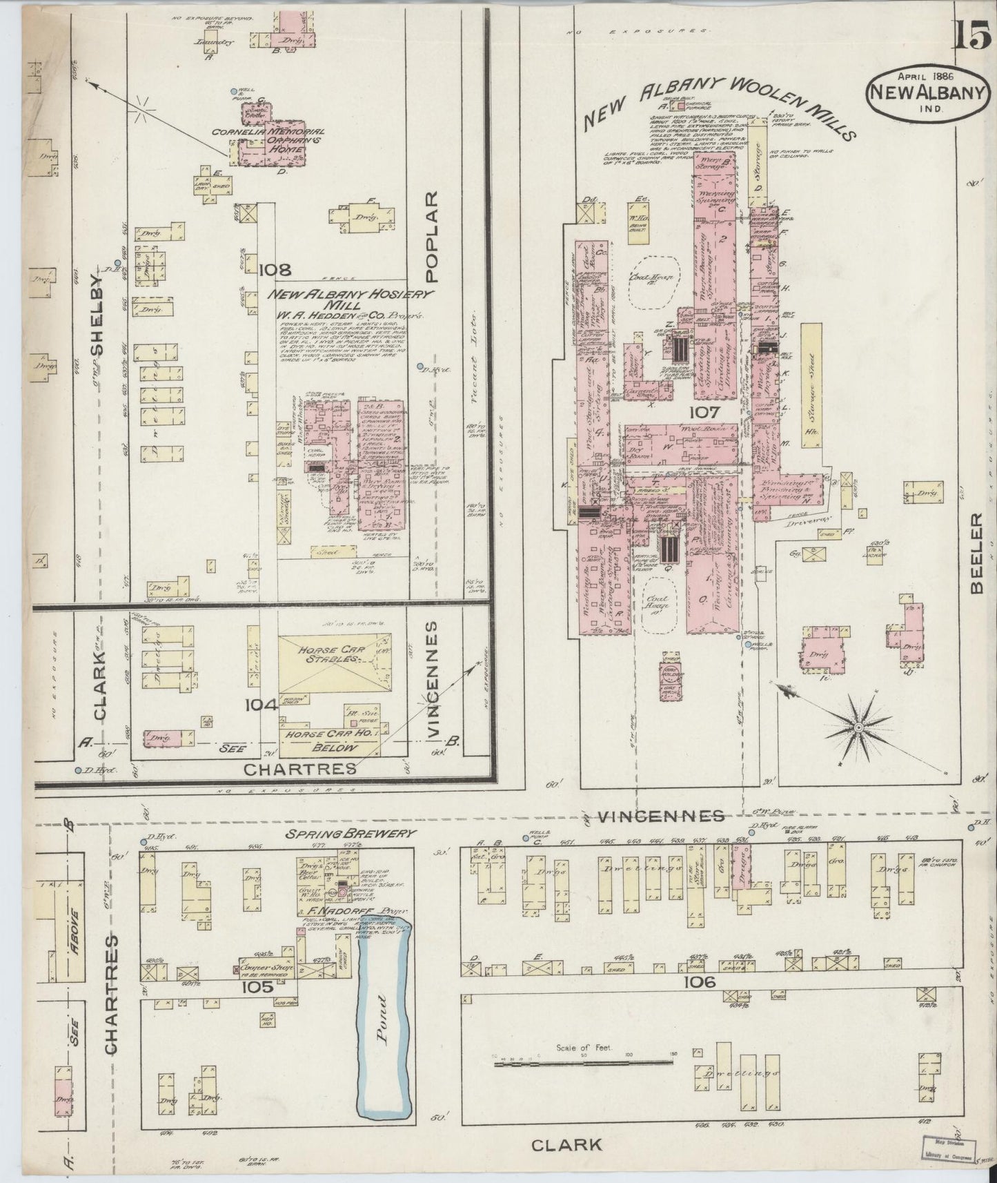 Sanborn Fire Insurance Map from New Albany, Floyd County, Indiana (1886), Sheet #0015 - Complete Map Set gallery image, historic Sanborn map, vintage wall art, Indiana Indiana