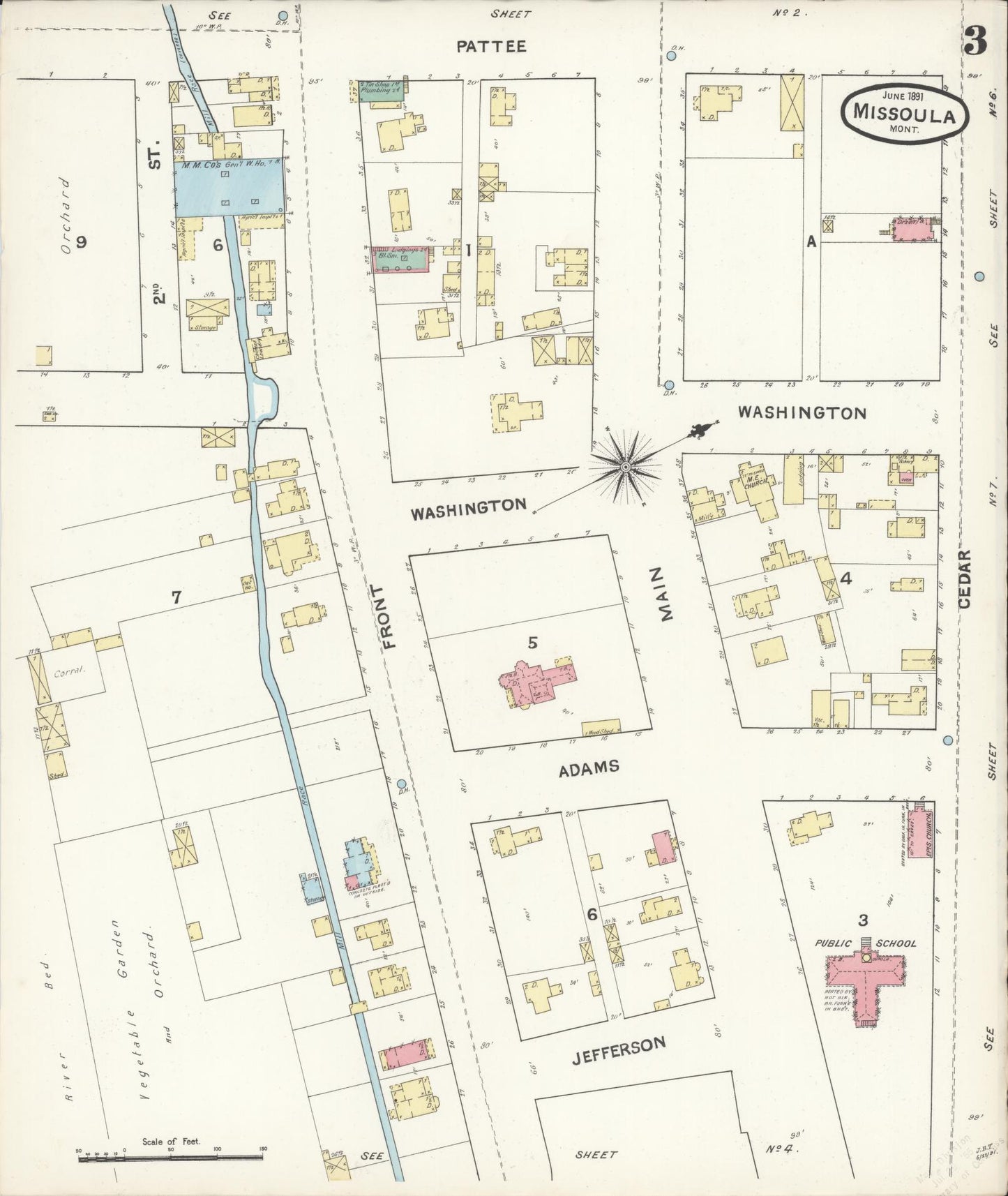 Sanborn Fire Insurance Map from Missoula, Missoula County, Montana (1891), Sheet #0003 - Complete Map Set gallery image, historic Sanborn map, vintage wall art, Montana Montana