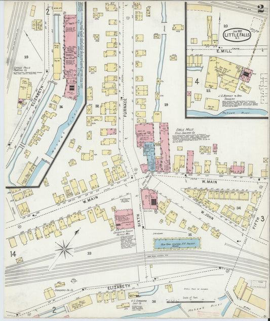 Sanborn Fire Insurance Map from Little Falls, Herkimer County, New York (1897), Sheet #0002 - Historic Sanborn Fire Insurance Map Print, vintage old map wall art, antique decor, genealogy gift, New York New York map