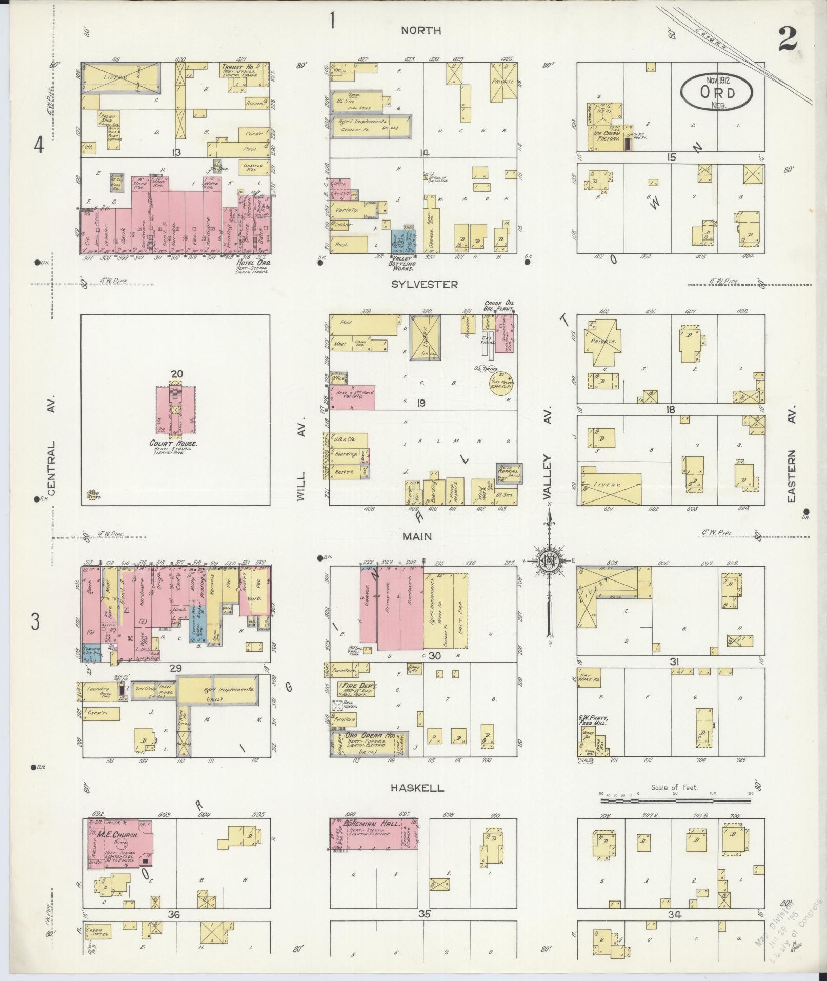 Sanborn Fire Insurance Map from Ord, Valley County, Nebraska (1912), Sheet #0002 - Historic Sanborn Fire Insurance Map Print, vintage old map wall art, antique decor, genealogy gift, Nebraska Nebraska map