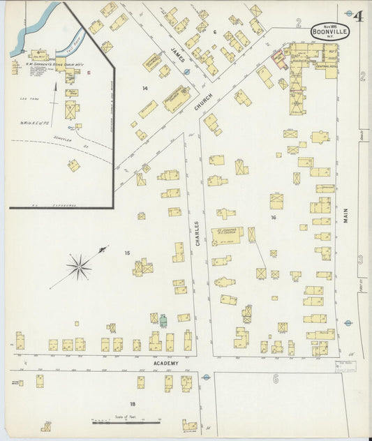 Sanborn Fire Insurance Map from Boonville, Oneida County, New York (1895), Sheet #0004 - Historic Sanborn Fire Insurance Map Print, vintage old map wall art, antique decor, genealogy gift, New York New York map