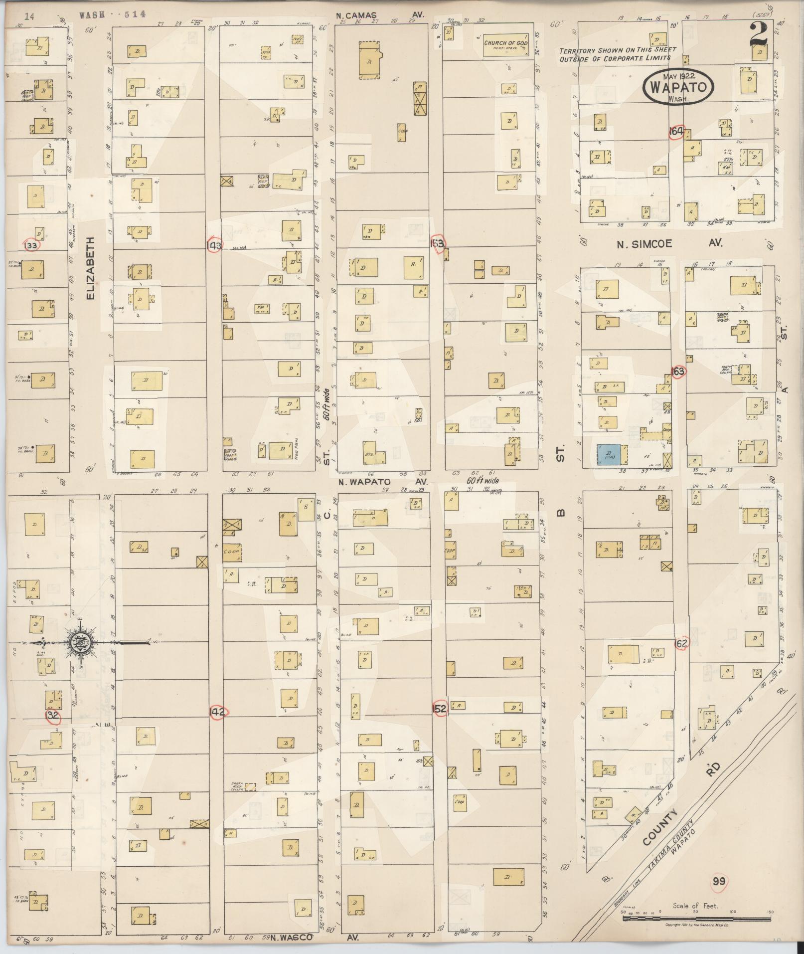 Sanborn Fire Insurance Map from Wapato, Yakima County, Washington (1941), Sheet #0002 - Complete Map Set gallery image, historic Sanborn map, vintage wall art, Washington Washington