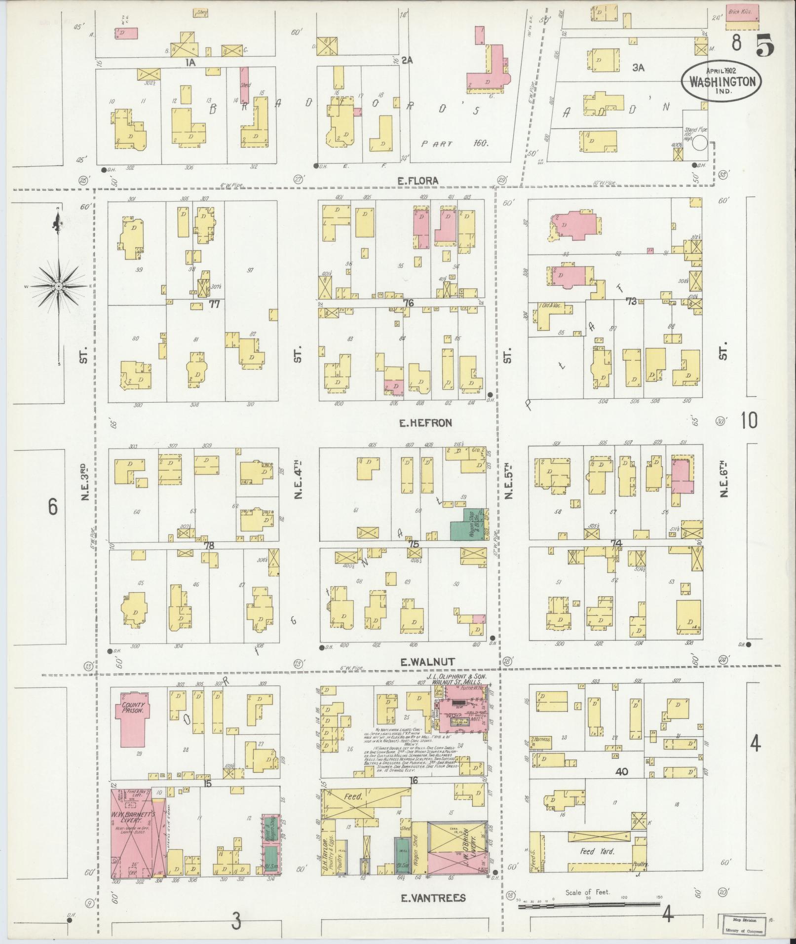 Sanborn Fire Insurance Map from Washington, Daviess County, Indiana (1902), Sheet #0005 - Complete Map Set gallery image, historic Sanborn map, vintage wall art, Indiana Indiana