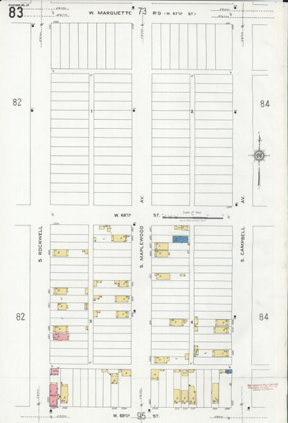 Sanborn Fire Insurance Map from Chicago, Cook County, Illinois (1920), Sheet #0083 - Historic Sanborn Fire Insurance Map Print, vintage old map wall art, antique decor, genealogy gift, Illinois Illinois map