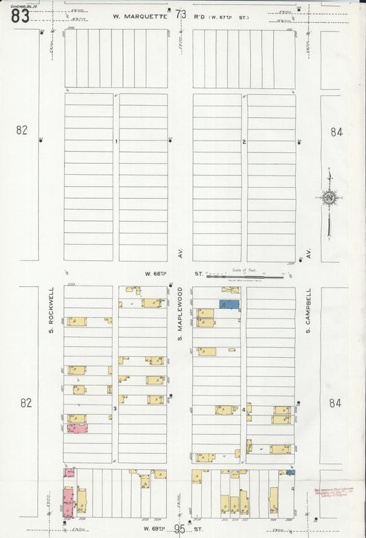Sanborn Fire Insurance Map from Chicago, Cook County, Illinois (1920), Sheet #0083 - Historic Sanborn Fire Insurance Map Print, vintage old map wall art, antique decor, genealogy gift, Illinois Illinois map
