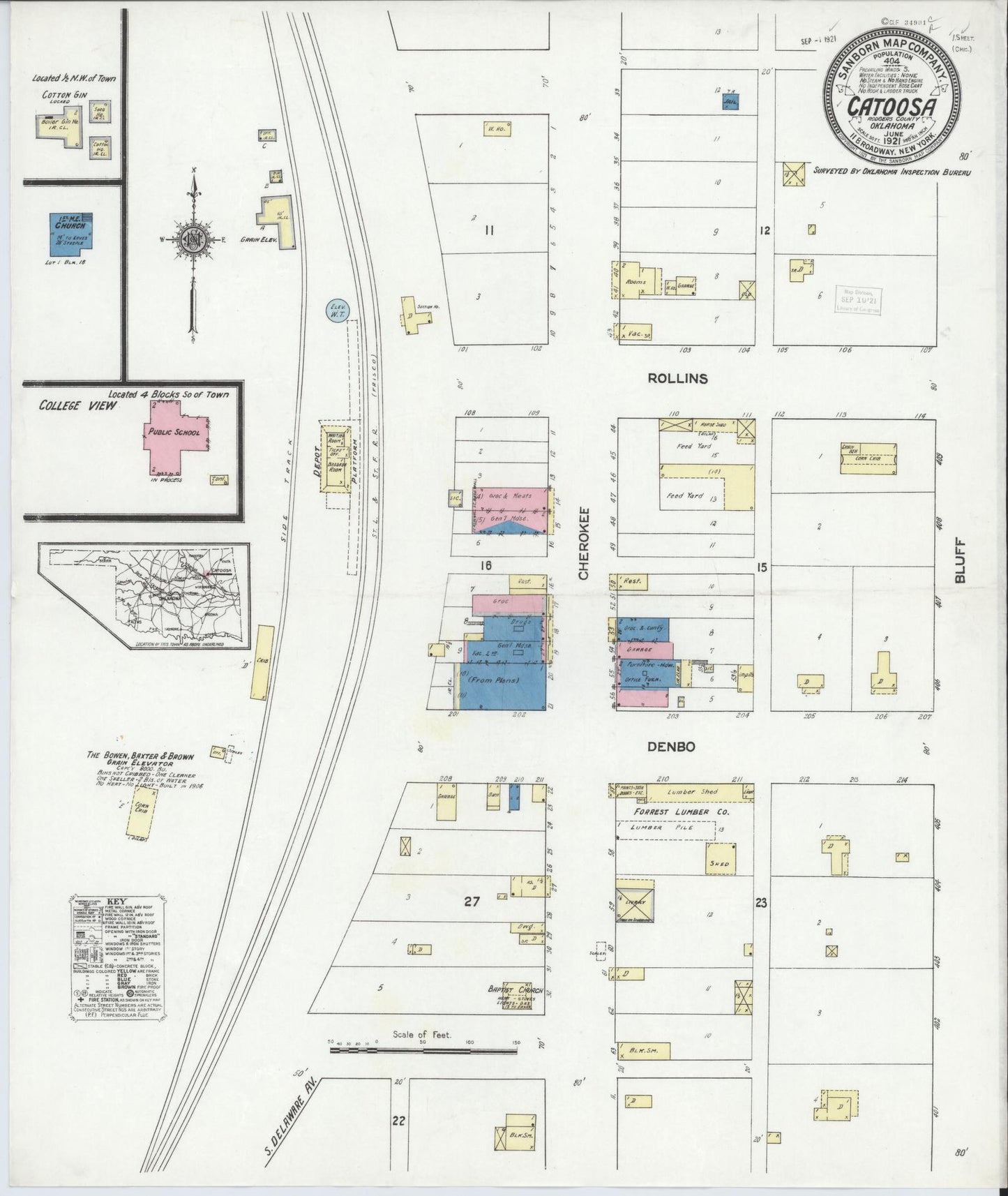 Sanborn Fire Insurance Map from Catoosa, Rodgers County, Oklahoma (1921), Sheet #0001 - Historic Sanborn Fire Insurance Map Print, vintage old map wall art, antique decor, genealogy gift, Oklahoma Oklahoma map