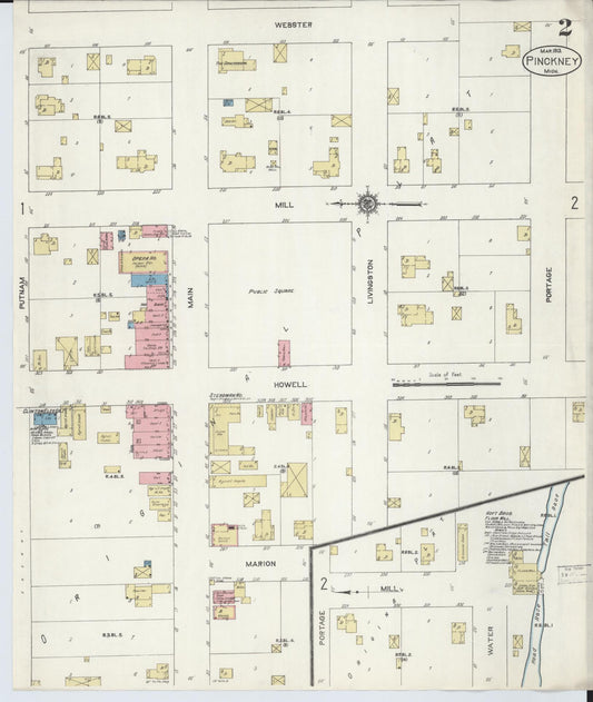 Sanborn Fire Insurance Map from Pinckney, Livingston County, Michigan (1913), Sheet #0002 - Historic Sanborn Fire Insurance Map Print, vintage old map wall art, antique decor, genealogy gift, Michigan Michigan map