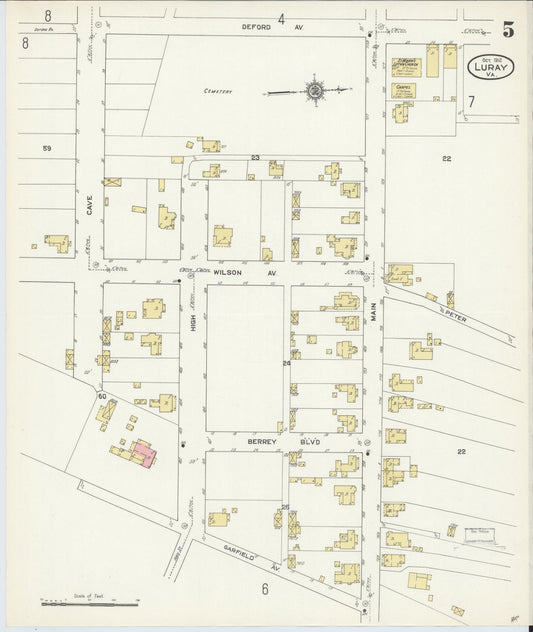 Sanborn Fire Insurance Map from Luray, Page County, Virginia (1912), Sheet #0005 - Historic Sanborn Fire Insurance Map Print, vintage old map wall art, antique decor, genealogy gift, Virginia Virginia map