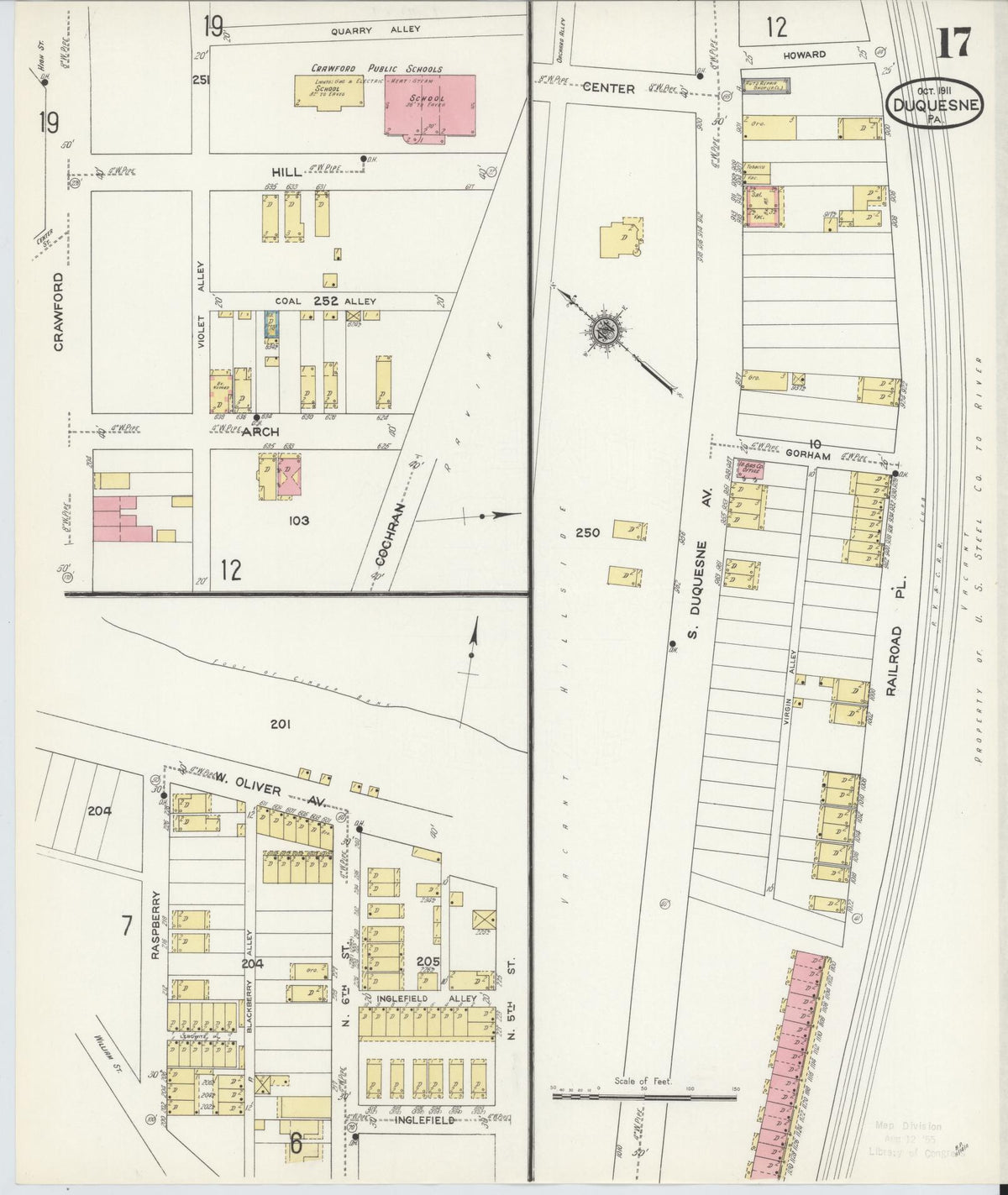 Sanborn Fire Insurance Map from Duquesne, Allegheny County, Pennsylvania (1911), Sheet #0017 - Complete Map Set gallery image, historic Sanborn map, vintage wall art, Pennsylvania Pennsylvania