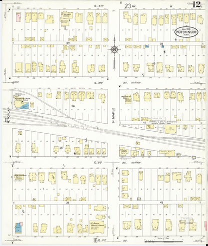 Sanborn Fire Insurance Map from Hutchinson, Reno County, Kansas (1909), Sheet #0012 - Complete Map Set gallery image, historic Sanborn map, vintage wall art, Kansas Kansas