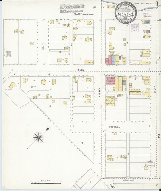 Sanborn Fire Insurance Map from Meeteetse, Park County, Wyoming (1907), Sheet #0001 - Complete Map Set gallery image, historic Sanborn map, vintage wall art, Wyoming Wyoming