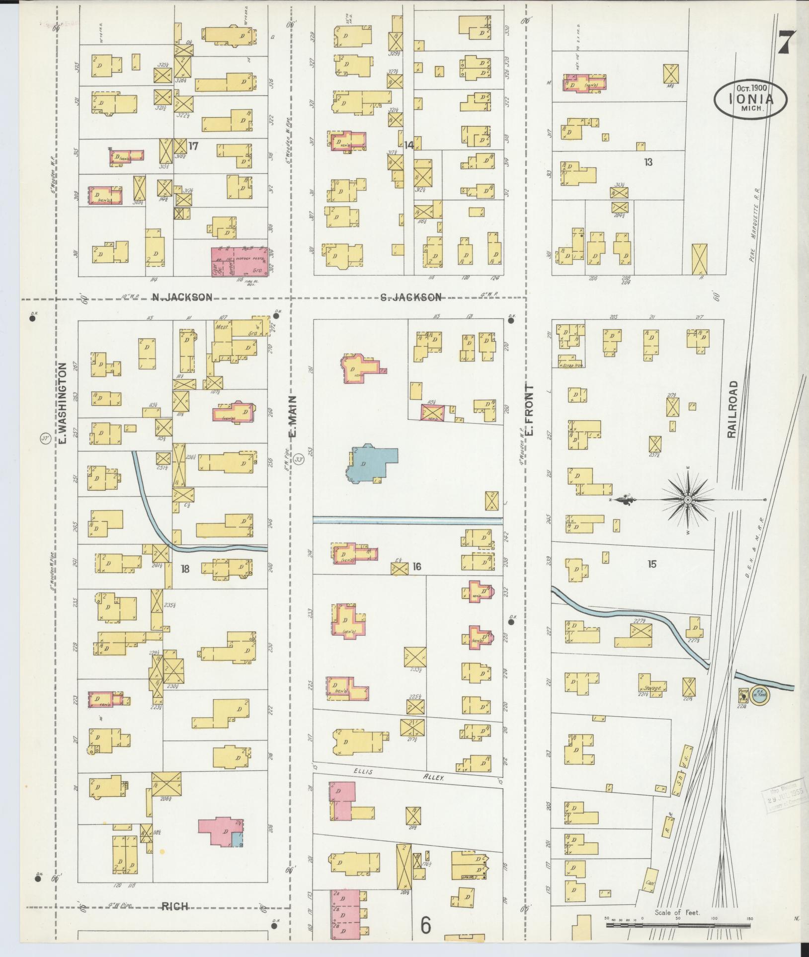 Sanborn Fire Insurance Map from Ionia, Ionia County, Michigan (1900), Sheet #0007 - Complete Map Set gallery image, historic Sanborn map, vintage wall art, Michigan Michigan