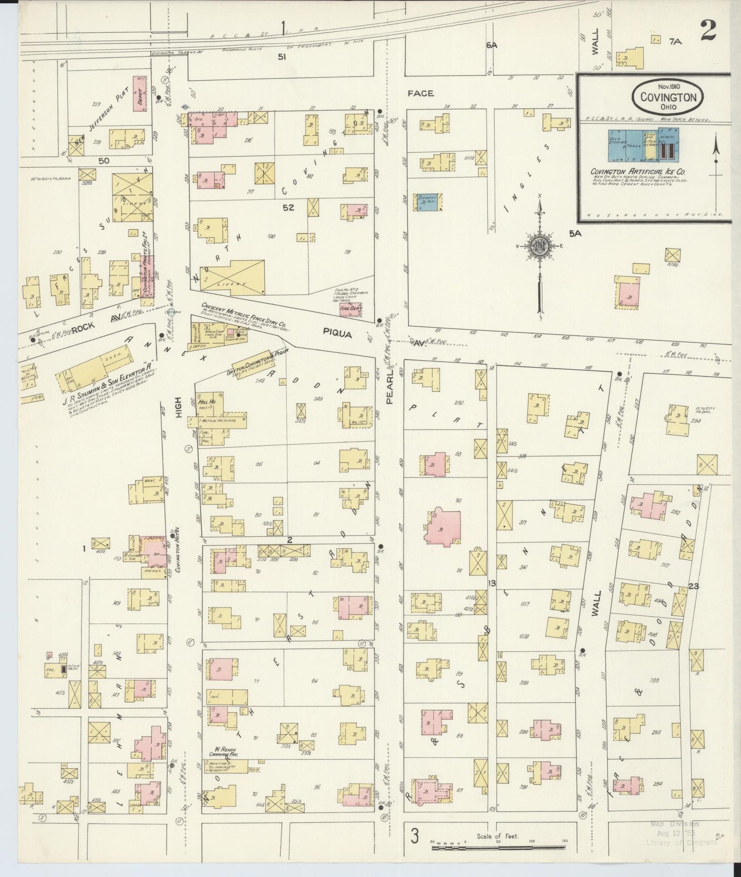 Sanborn Fire Insurance Map from Covington, Miami County, Ohio (1910), Sheet #0002 - Historic Sanborn Fire Insurance Map Print, vintage old map wall art, antique decor, genealogy gift, Ohio Ohio map