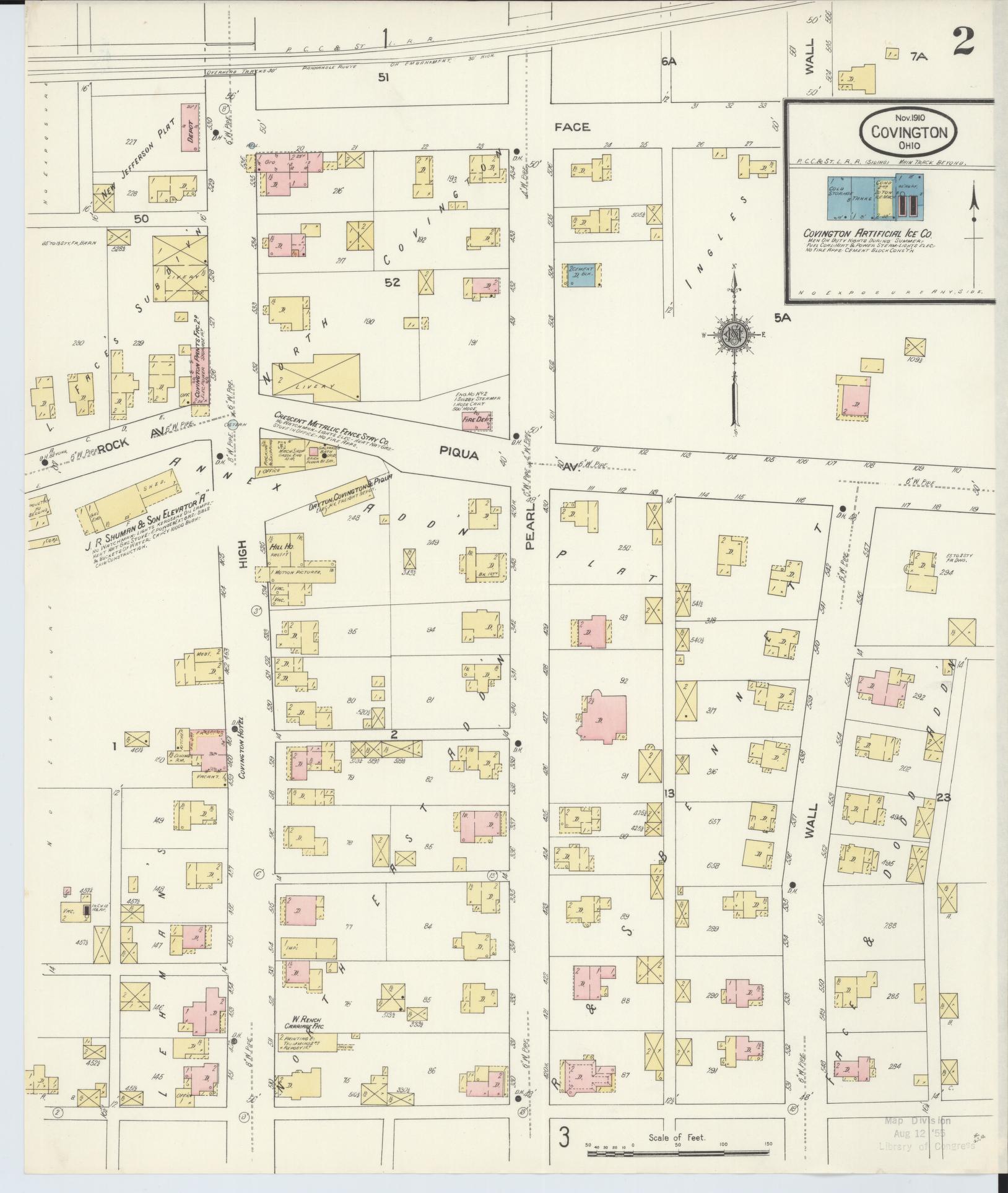 Sanborn Fire Insurance Map from Covington, Miami County, Ohio (1910), Sheet #0002 - Historic Sanborn Fire Insurance Map Print, vintage old map wall art, antique decor, genealogy gift, Ohio Ohio map