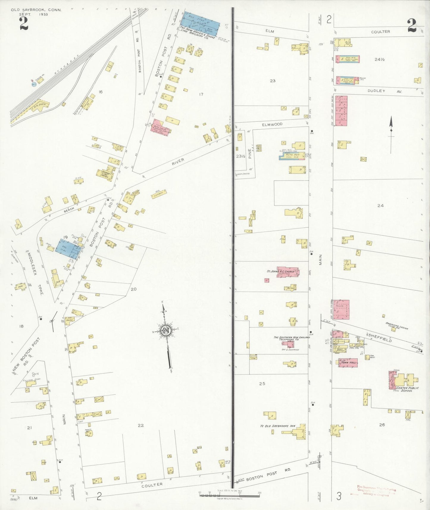 Sanborn Fire Insurance Map from Old Saybrook, Middlesex County, Connecticut (1933), Sheet #0002 - Complete Map Set gallery image, historic Sanborn map, vintage wall art, Connecticut Connecticut