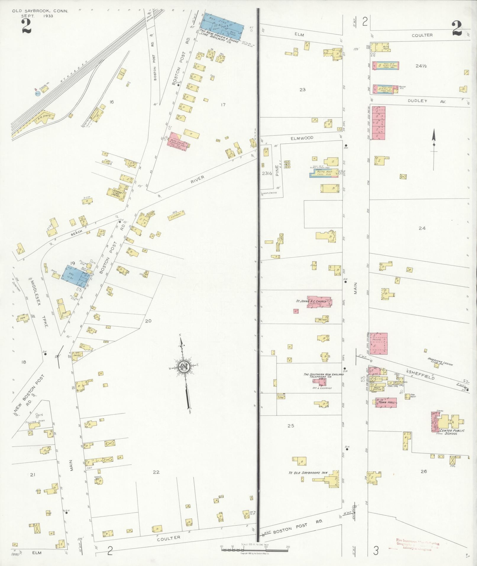 Sanborn Fire Insurance Map from Old Saybrook, Middlesex County, Connecticut (1933), Sheet #0002 - Complete Map Set gallery image, historic Sanborn map, vintage wall art, Connecticut Connecticut