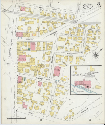 Sanborn Fire Insurance Map from Dover, Strafford County, New Hampshire (1905), Sheet #0008 - Complete Map Set gallery image, historic Sanborn map, vintage wall art, New Hampshire New Hampshire