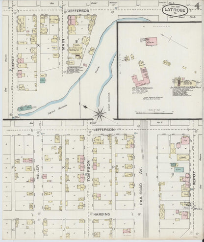 Sanborn Fire Insurance Map from Latrobe, Westmoreland County, Pennsylvania (1887), Sheet #0004 - Complete Map Set gallery image, historic Sanborn map, vintage wall art, Pennsylvania Pennsylvania
