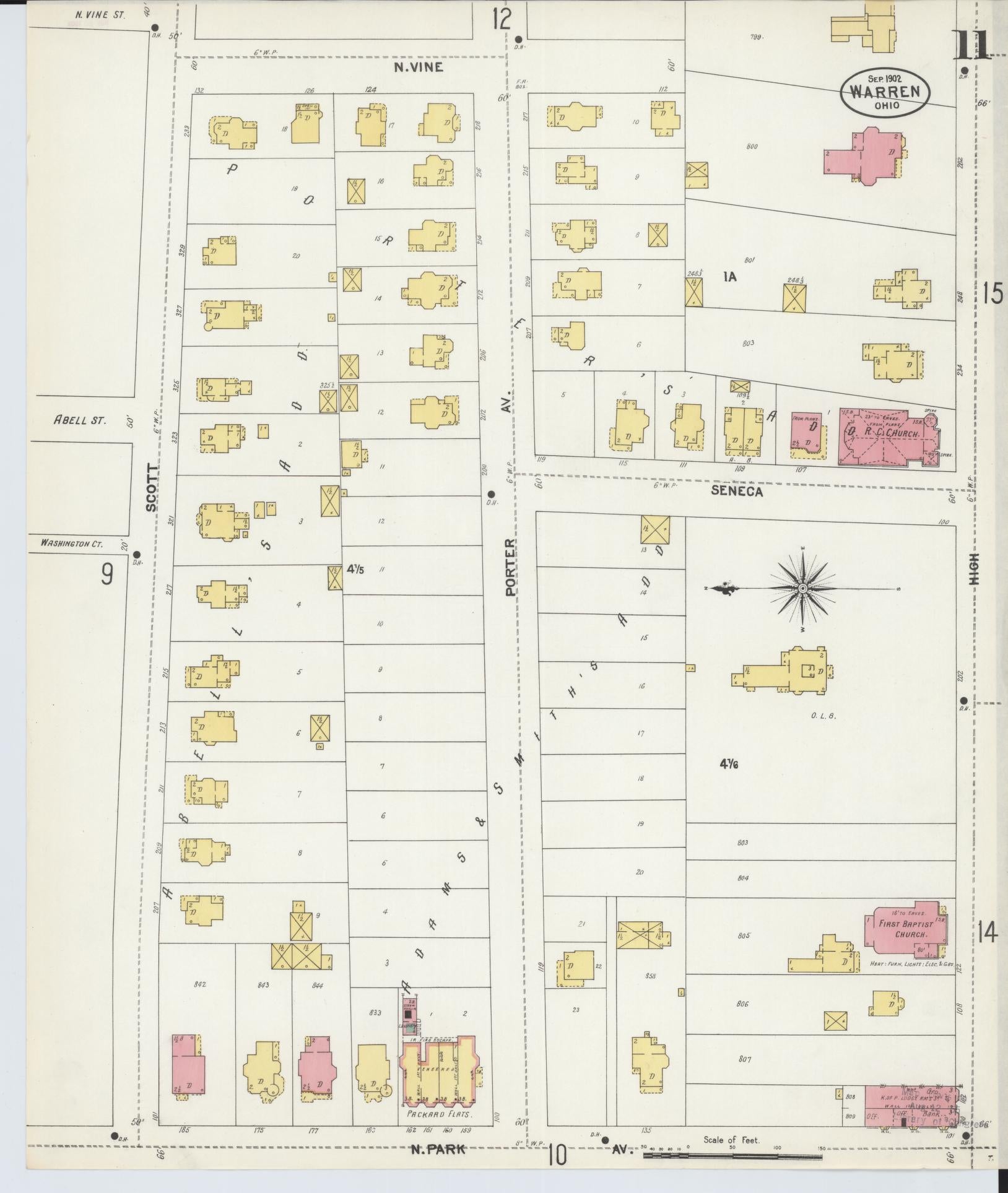Sanborn Fire Insurance Map from Warren, Trumbull County, Ohio (1902), Sheet #0011 - Complete Map Set gallery image, historic Sanborn map, vintage wall art, Ohio Ohio