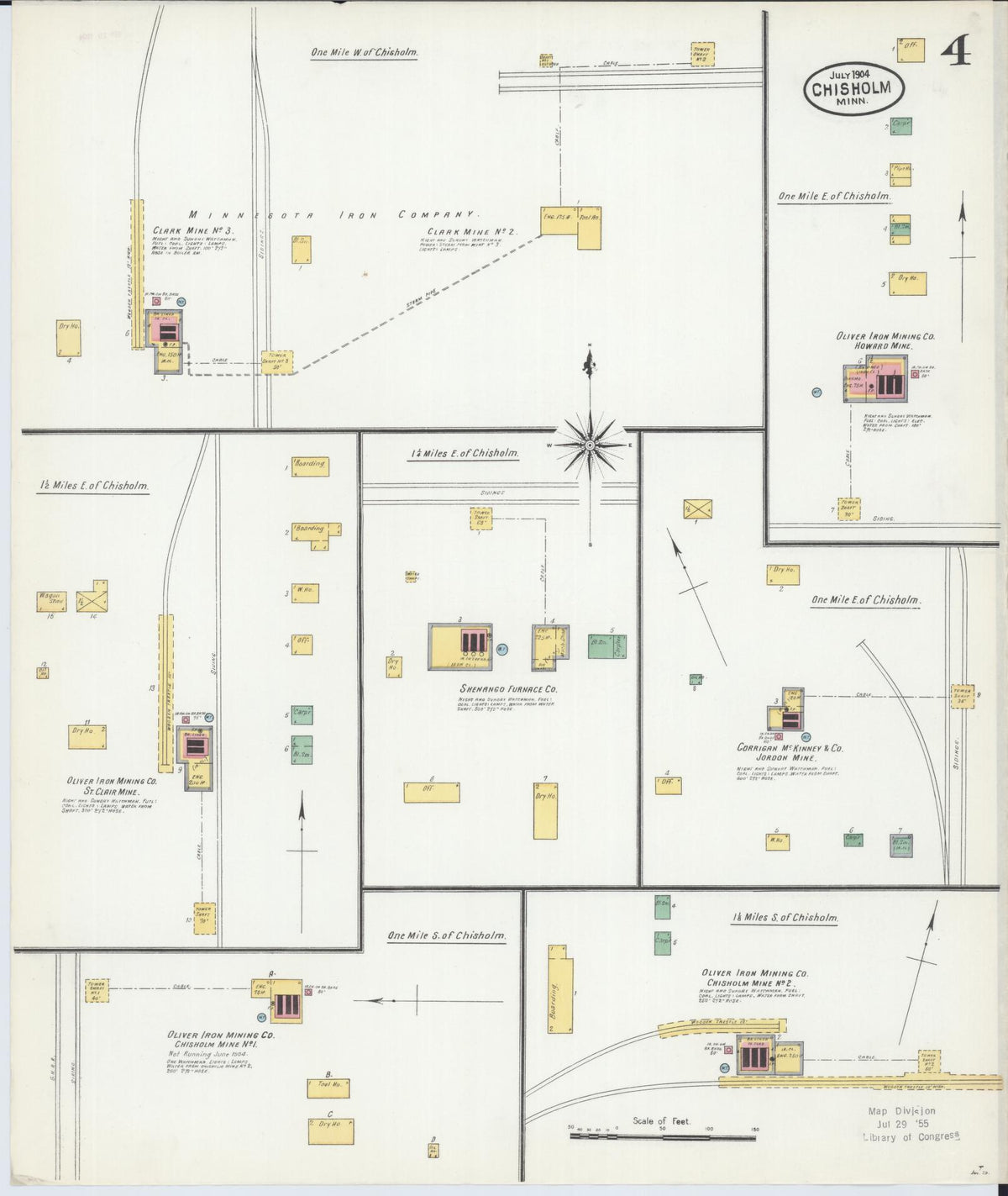 Sanborn Fire Insurance Map from Chisholm, Saint Louis County, Minnesota (1904), Sheet #0004 - Complete Map Set gallery image, historic Sanborn map, vintage wall art, Minnesota Minnesota