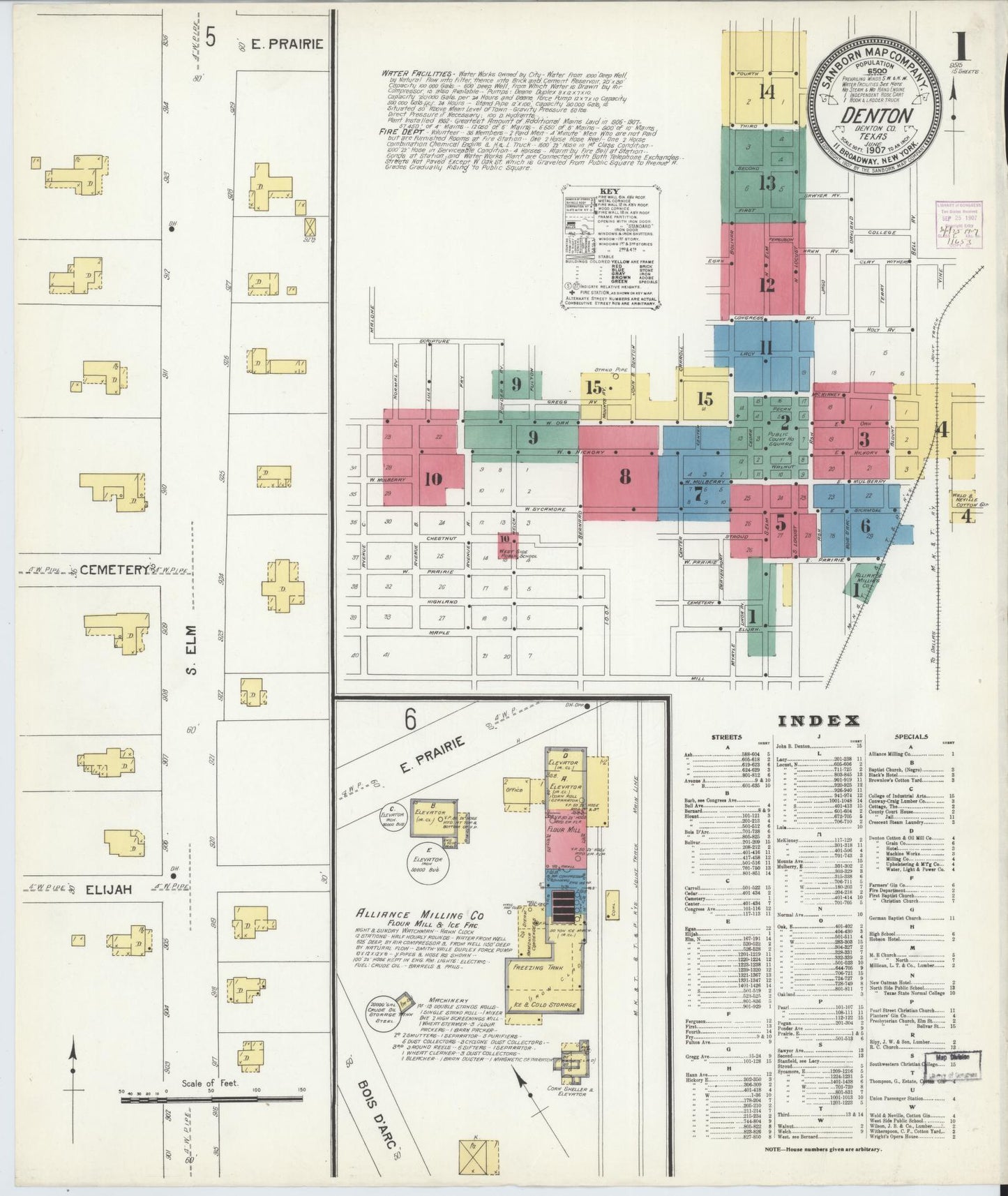 Sanborn Fire Insurance Map from Denton, Denton County, Texas. (1907) – Historic Sanborn Fire Insurance Map Print