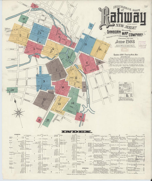 Sanborn Fire Insurance Map from Rahway, Union County, New Jersey. (1908) – Historic Sanborn Fire Insurance Map Print