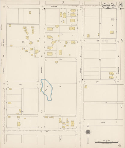 Sanborn Fire Insurance Map from Bremerton, Kitsap County, Washington (1918), Sheet #0004 - Complete Map Set gallery image, historic Sanborn map, vintage wall art, Washington Washington