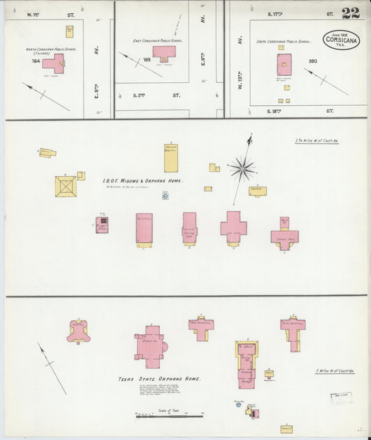 Sanborn Fire Insurance Map from Corsicana, Navarro County, Texas (1905), Sheet #0022 - Historic Sanborn Fire Insurance Map Print, vintage old map wall art, antique decor, genealogy gift, Texas Texas map