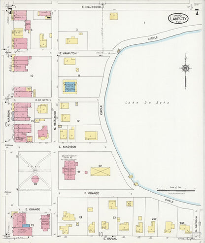 Sanborn Fire Insurance Map from Lake City, Columbia County, Florida (1924), Sheet #0007 - Complete Map Set gallery image, historic Sanborn map, vintage wall art, Florida Florida