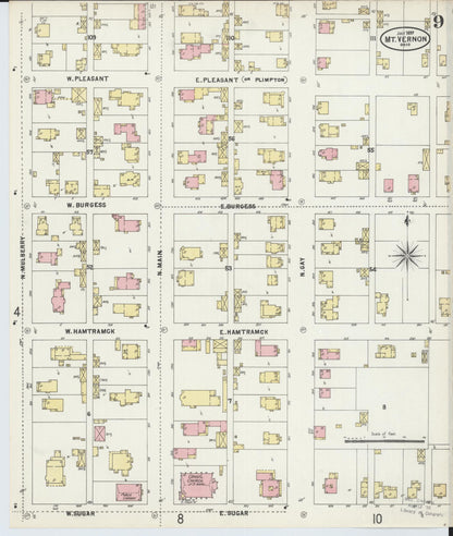 Sanborn Fire Insurance Map from Mount Vernon, Knox County, Ohio (1897), Sheet #0009 - Historic Sanborn Fire Insurance Map Print, vintage old map wall art, antique decor, genealogy gift, Ohio Ohio map