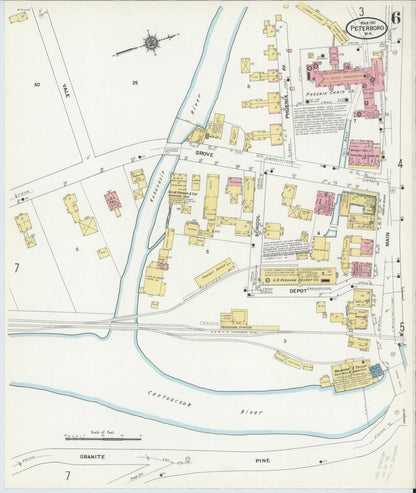 Sanborn Fire Insurance Map from Peterborough, Hillsborough County, New Hampshire (1911), Sheet #0006 - Complete Map Set gallery image, historic Sanborn map, vintage wall art, New Hampshire New Hampshire