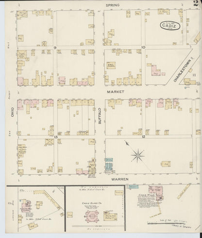 Sanborn Fire Insurance Map from Cadiz, Harrison County, Ohio (1887), Sheet #0002 - Complete Map Set gallery image, historic Sanborn map, vintage wall art, Ohio Ohio