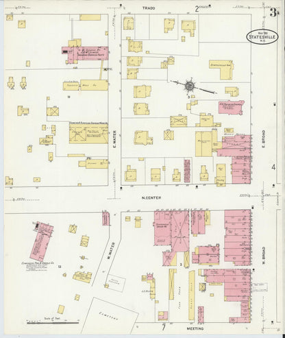 Sanborn Fire Insurance Map from Statesville, Iredell County, North Carolina (1911), Sheet #0003 - Complete Map Set gallery image, historic Sanborn map, vintage wall art, North Carolina North Carolina