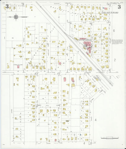Sanborn Fire Insurance Map from Wellington, Lorain County, Ohio (1933), Sheet #0003 - Historic Sanborn Fire Insurance Map Print, vintage old map wall art, antique decor, genealogy gift, Ohio Ohio map