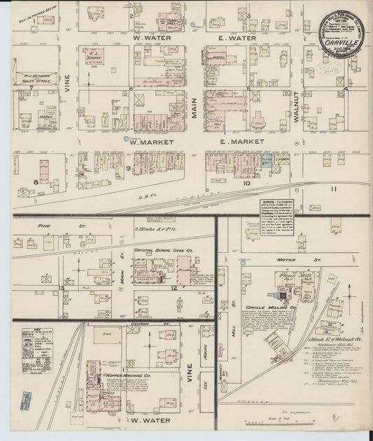 Sanborn Fire Insurance Map from Orrville, Wayne County, Ohio (1884), Sheet #0001 - Historic Sanborn Fire Insurance Map Print, vintage old map wall art, antique decor, genealogy gift, Ohio Ohio map